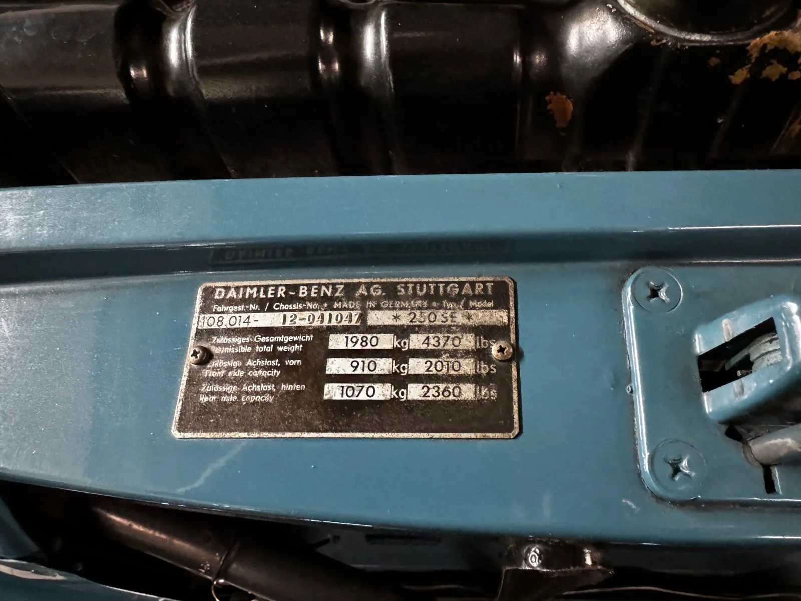 1967 Mercedes-Benz 250 SE, 7/7