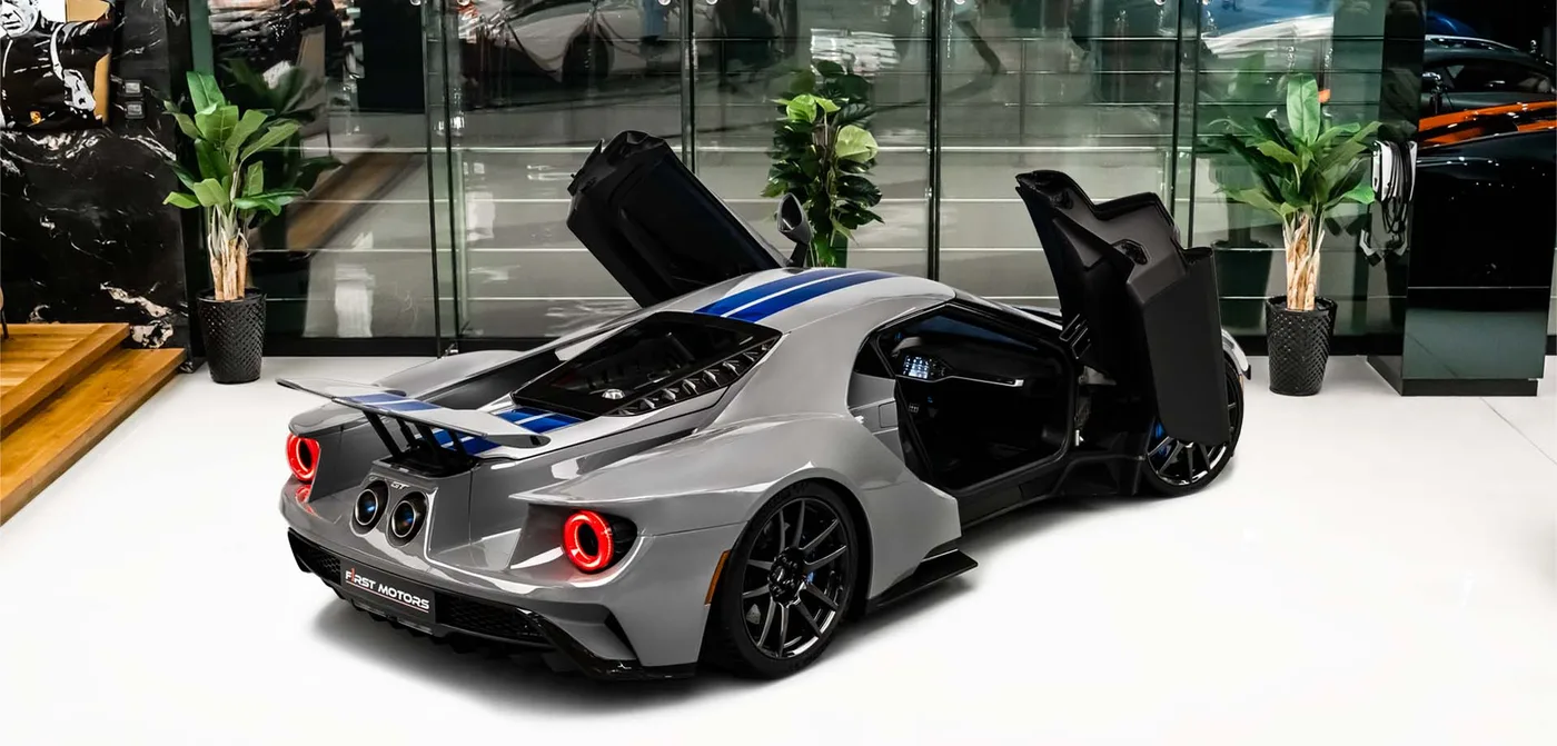 2020 Ford GT offered by a specialist dealer in Dubai, United Arab Emirates, exterior view 2