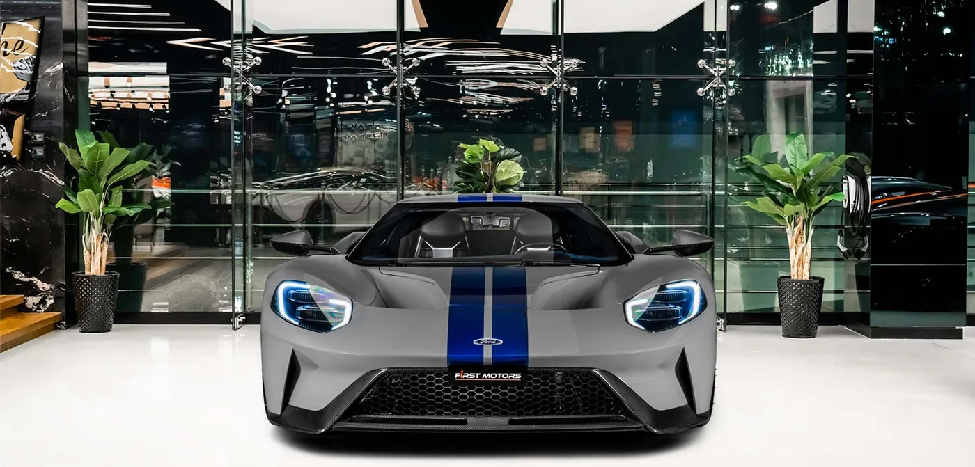 2020 Ford GT offered by a specialist dealer in Dubai, United Arab Emirates, exterior view 3