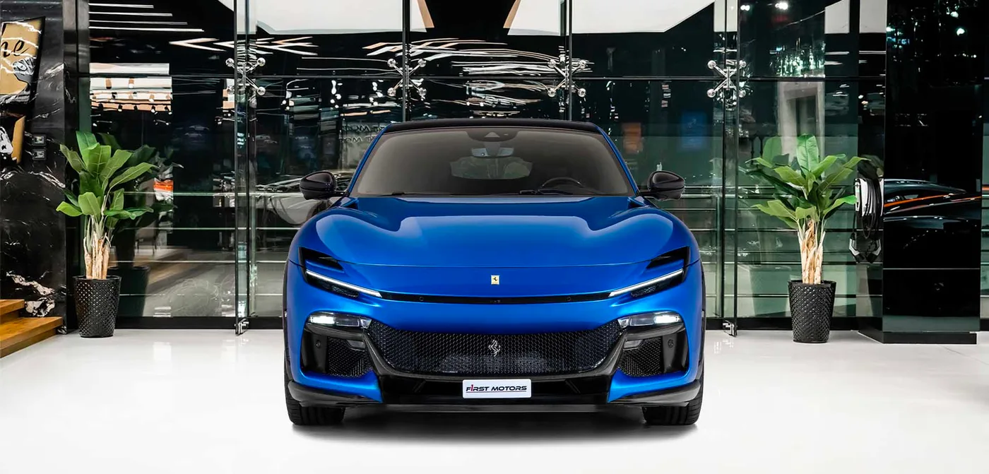 2023 Ferrari Purosangue offered by a specialist dealer in Dubai, United Arab Emirates, exterior view 3