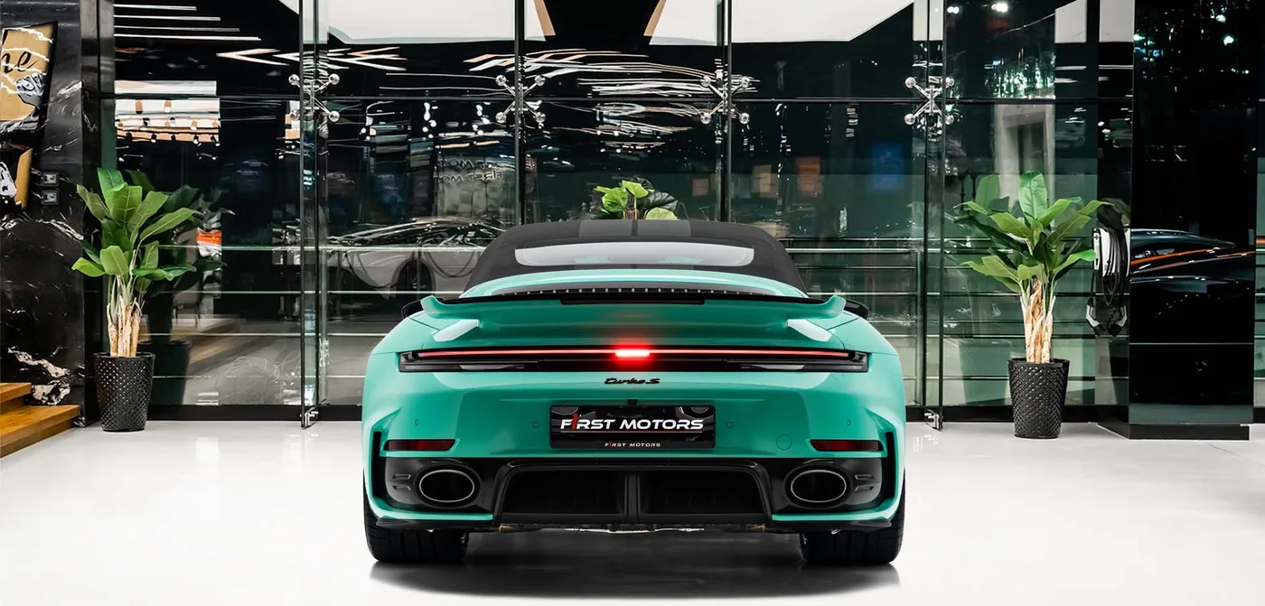 2026 Porsche 911 Turbo S Cabriolet offered by a specialist dealer in Dubai, United Arab Emirates, exterior view 4