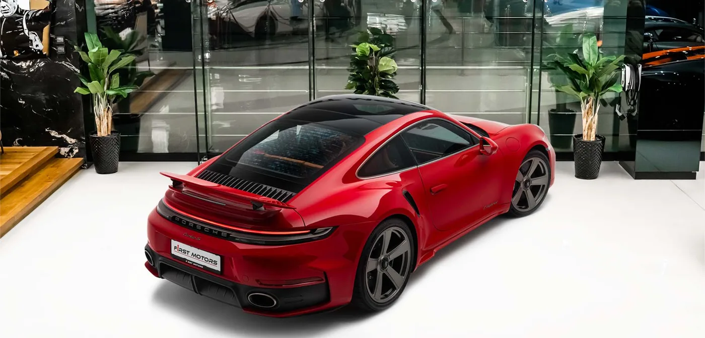 2026 Porsche 911 Turbo S offered by a specialist dealer in Dubai, United Arab Emirates, exterior view 2