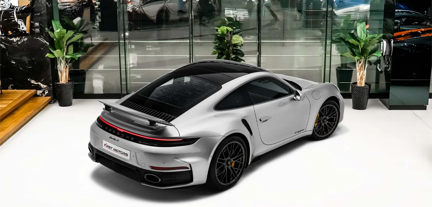 2026 Porsche 911 Turbo S offered by a specialist dealer in Dubai, United Arab Emirates, exterior view 2