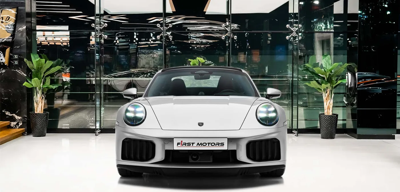 2026 Porsche 911 Turbo S offered by a specialist dealer in Dubai, United Arab Emirates, exterior view 3
